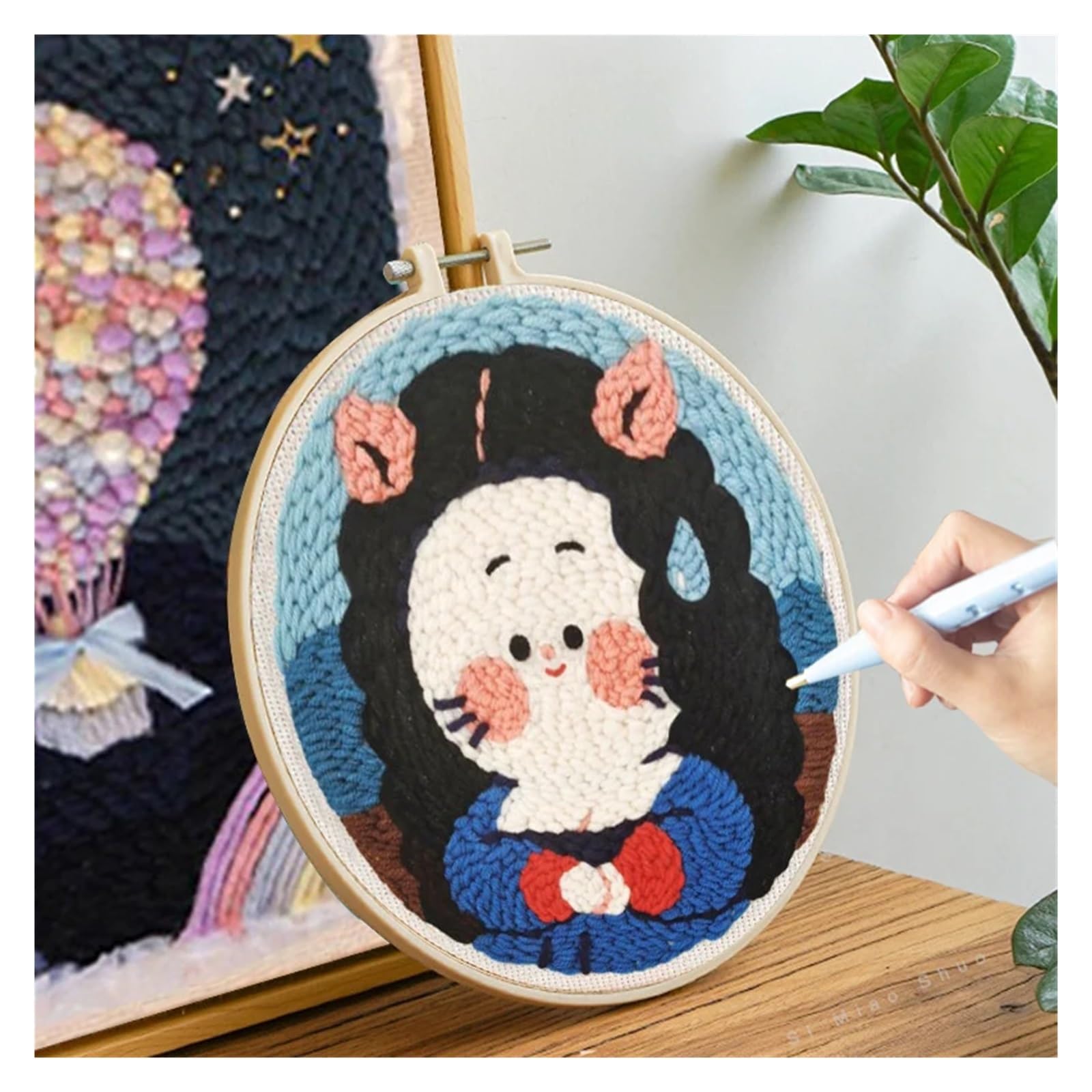 Amazon.co.jp: 幾何学的な顔刺繍パンチ針スターターフック DIY 魔法の
